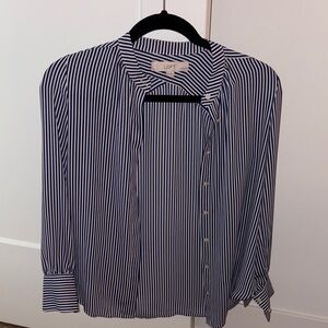 LOFT Blue and White Casual Button Down Shirt